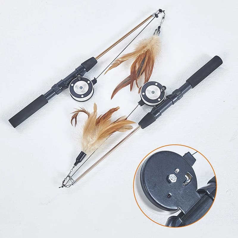 لعبة عصا قطط تلسكوبية، لعبة تيزر للقطط، لعبة ريش تفاعلية مضحكة، ألعاب تخفيف الملل للحيوانات الأليفة - 4