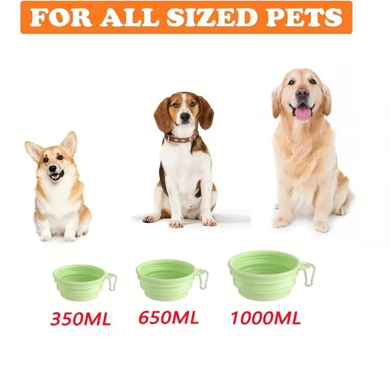 Silicone Dog Food Water Bowl Collapsible 2 In 1 Pet Dispenser Outdoor Travel Dog Cat With Carabiner Bottle Food Water Container - 5