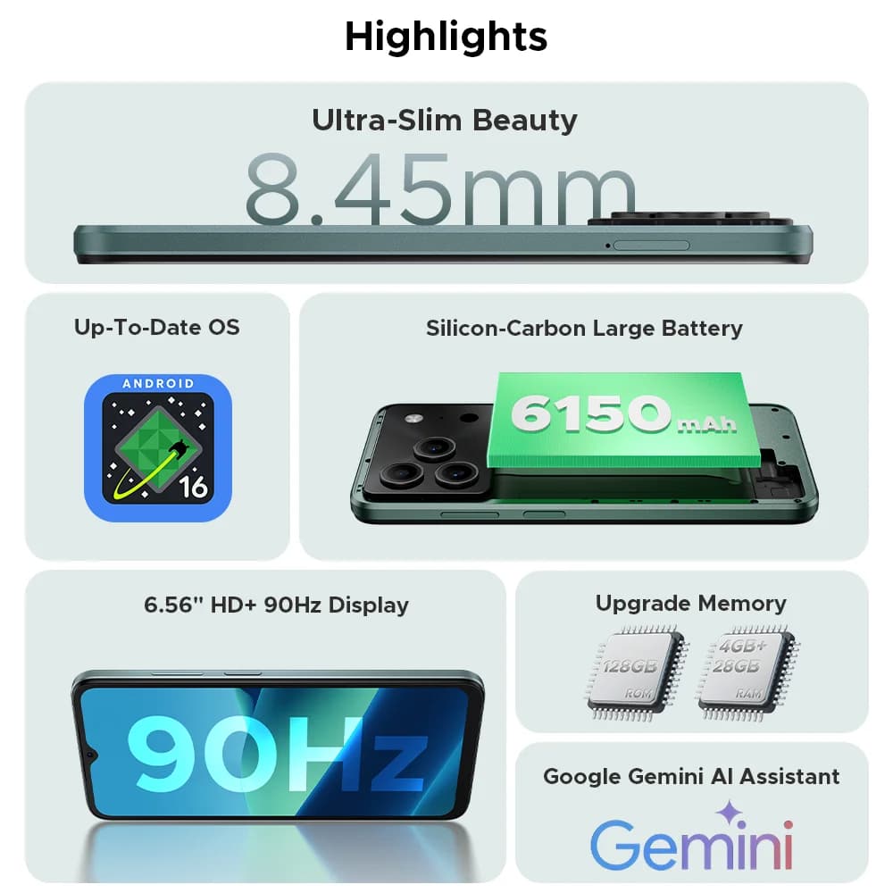 Global Version DOOGEE Note56 Pro Smartphone 32GB+128GB Android 16 6150mAh Battery 6.56'' 90Hz Screen NFC Cell Phone - 2