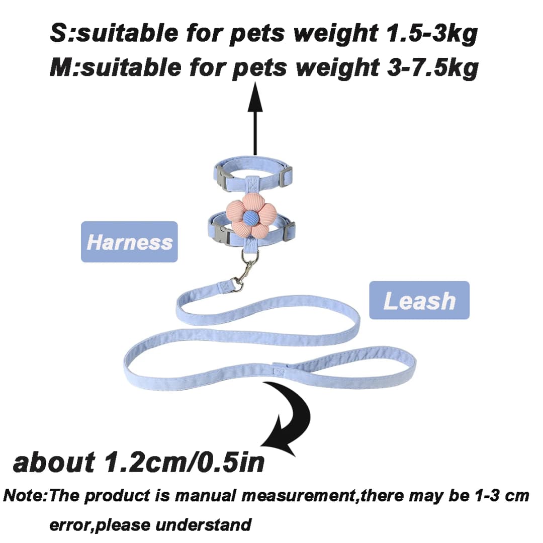 Cat Harness and Leash Sets Adjustable Dog Harness for Small Dog Leash Breashable Pet Harness Out Walking Dog Strap Cat Accessory - 6