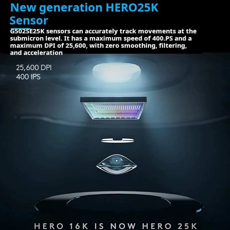ماوس الألعاب Logitech G502 HERO سلكي للرياضات الإلكترونية مع إضاءة RGB قابلة للضبط وماوس ميكانيكي لبرمجة الماكرو - 3