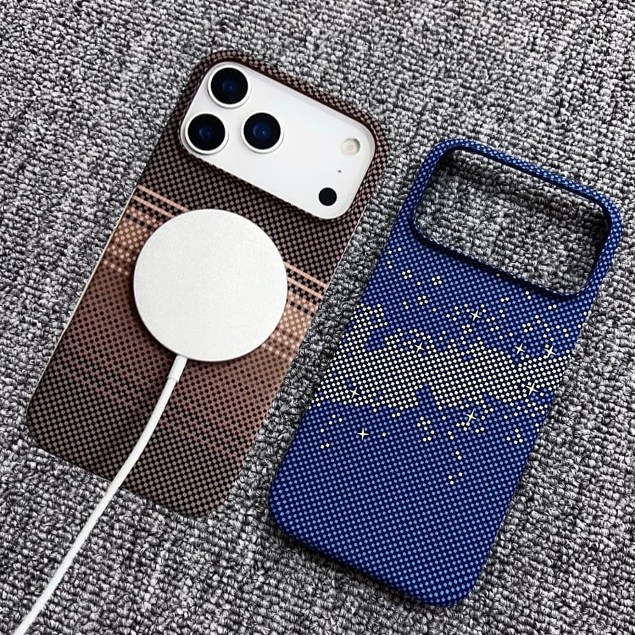 غطاء شحن لاسلكي رقيق جداً من ألياف الكربون، مناسب لهواتف iPhone 17 Air و16 و15 و14 و13 و12 Pro Max Plus، غطاء مغناطيسي متين لماج سيف