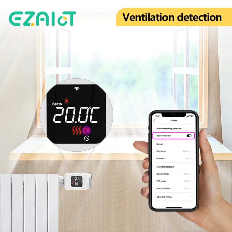 صمام مشعاع حراري ذكي من تيا واي فاي TRV قابل للبرمجة تحكم عن بعد في درجة الحرارة بالتطبيق سخان مع أليكسا وجوجل هوم - 5