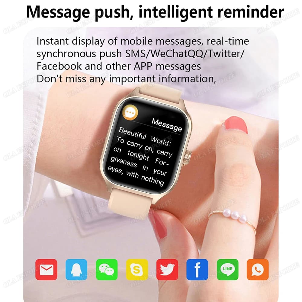 ساعة ذكية بشاشة 2.01 بوصة، مراقبة معدل ضربات القلب والأكسجين في الدم وضغط الدم، تتبع السعرات الحرارية، بلوتوث - 3