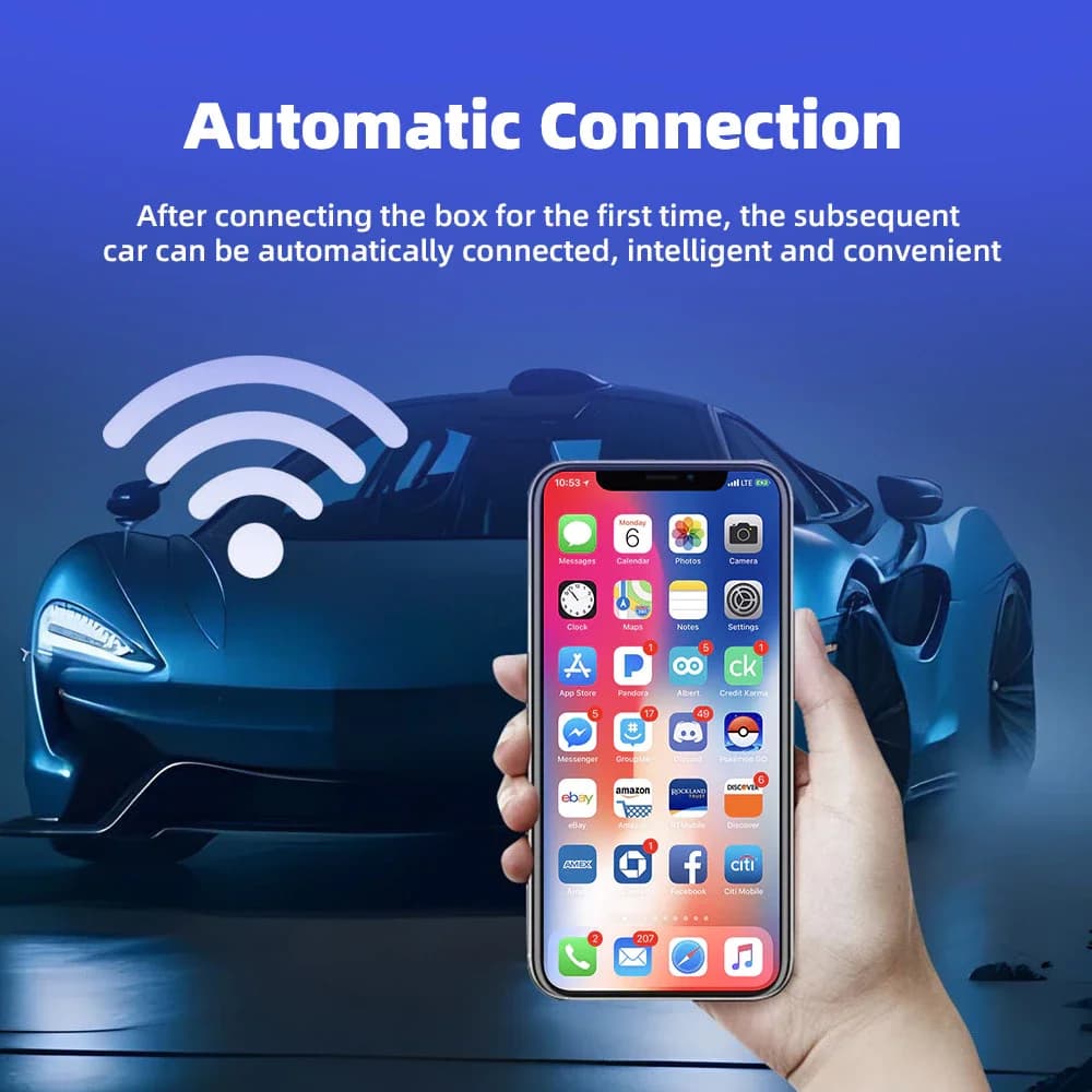 Wired To Wireless Carplay Android 2-in-1 Automatic Adapter Car Gadget Smart Box 5.8GHz Wifi  Plug and Play OTA Update Universal - 2