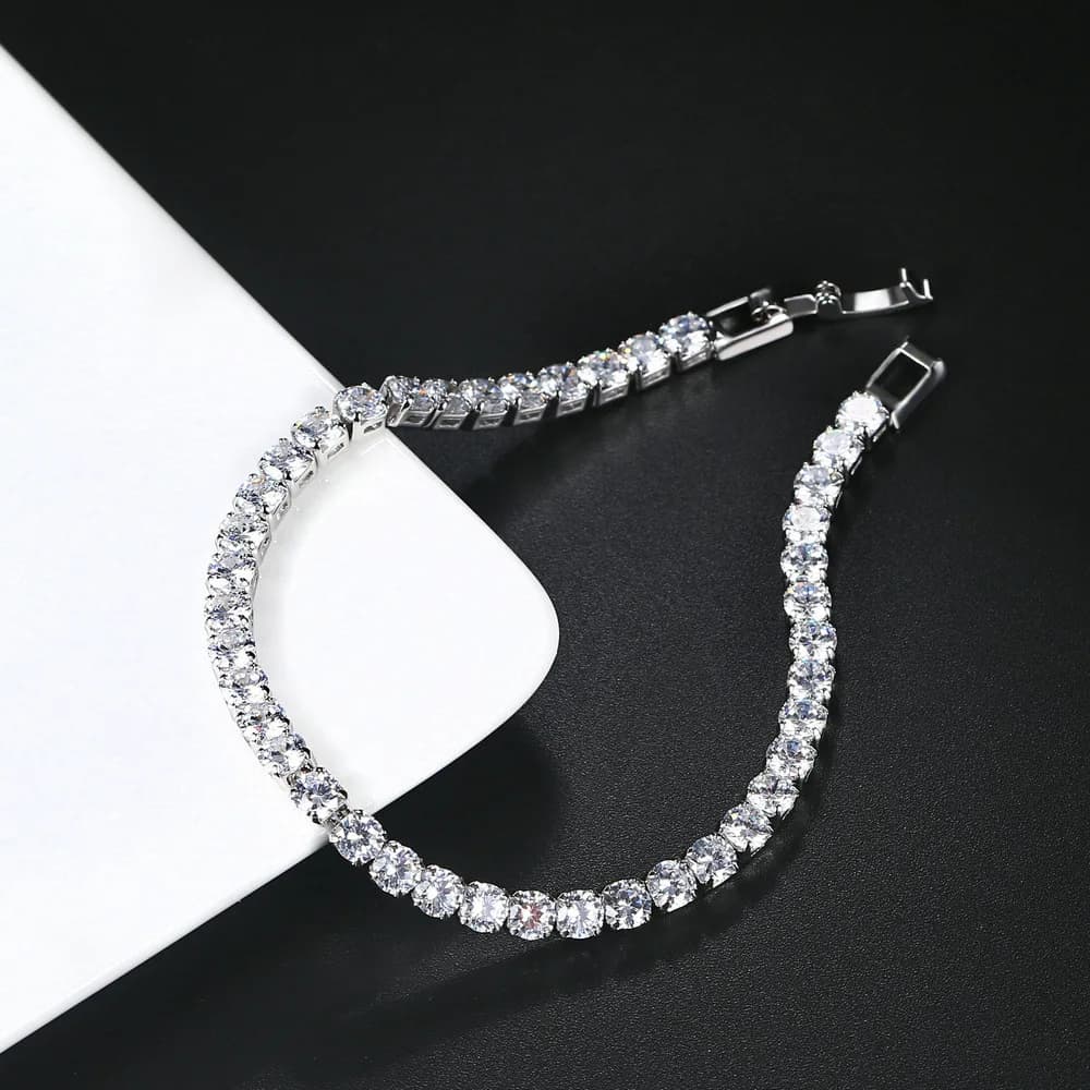 Women's Fashion 4mm Zirconia Tennis Bracelet Crystal Charm Designer Thin Chain Wedding Jewelry - 6