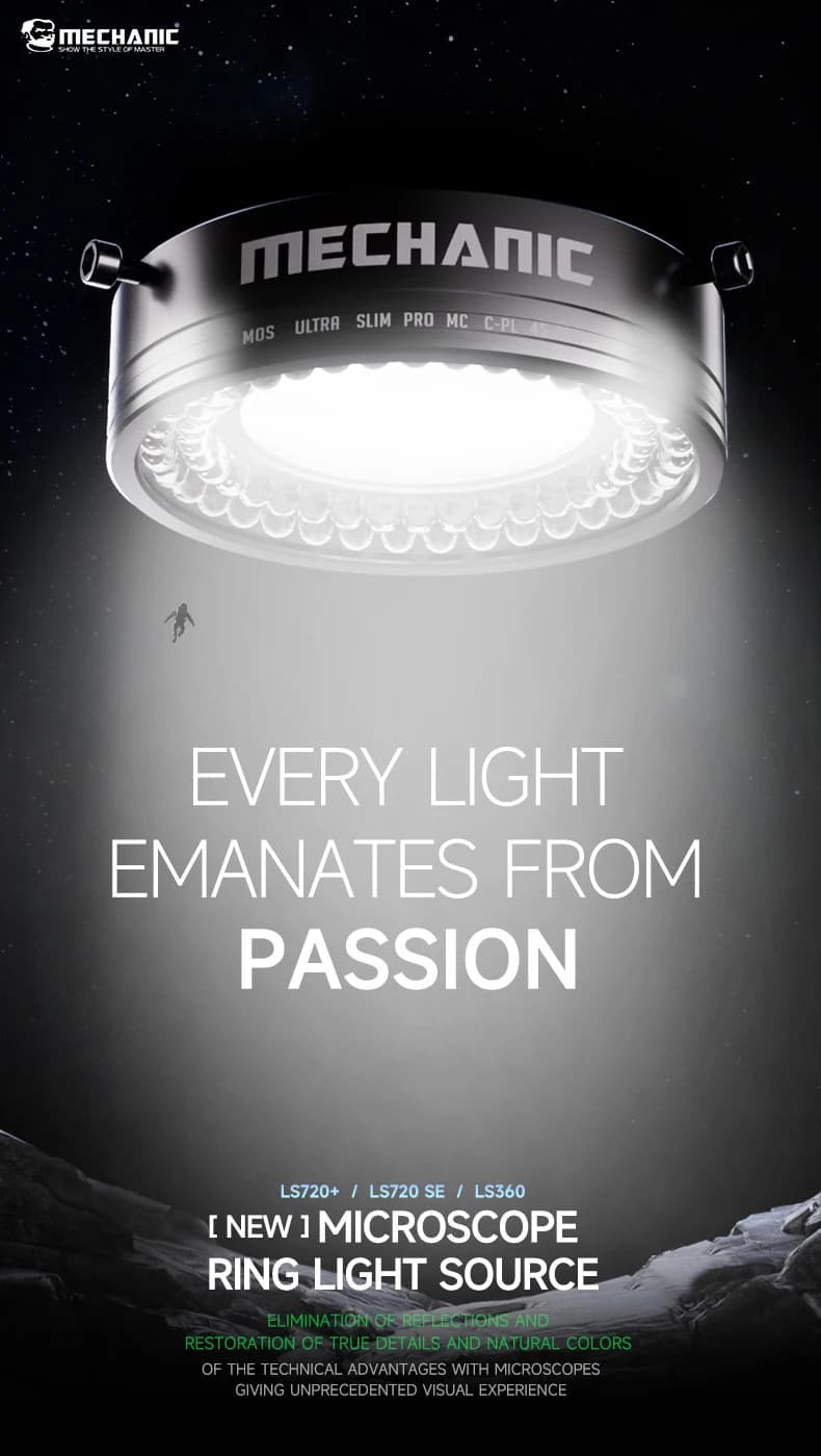 【MECHANIC】 LS720+ LS360 Microscope Ring Light Polarized Ring Lamp Eliminates Reflection for Soldering Repair Stereo Microscopes - 2