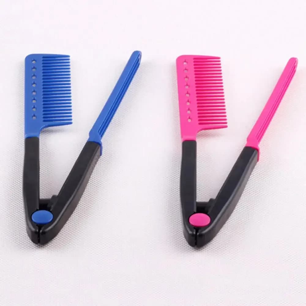 1pcs Folding V Type Hair Straightener Brush DIY Hairdress Tool Hairdressing Combs Natural Hair Styling Curling Comb Hair - 3