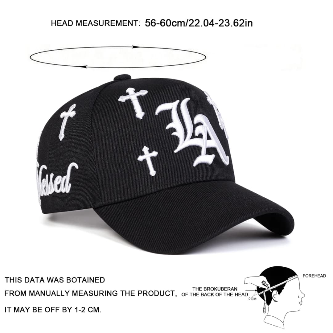 Unisex Gothic LA Cross Embroidery Baseball Caps Spring Autumn Outdoor Adjustable Casual Hats Sunscreen Hat Sports Cap - 6