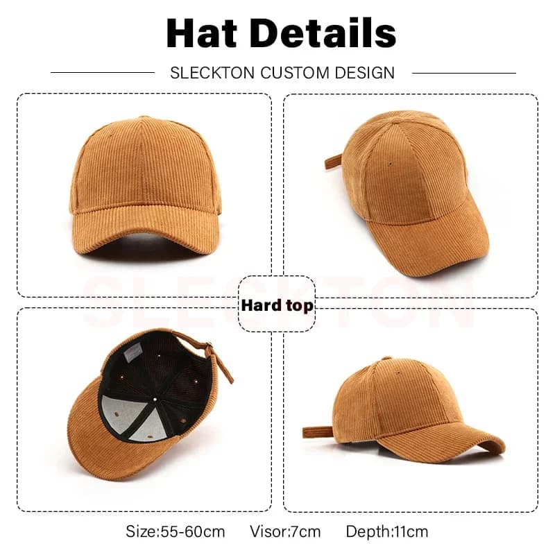 SLECKTON Custom Baseball Cap for Women and Men Fashion Design Brand LOGO Letter Embroidery Hats Corduroy Hats Unisex Wholesale - 2