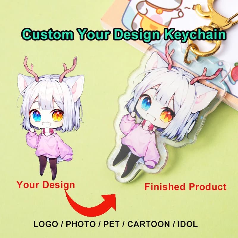 Custom Keychains Cartoon Llavero Key Chain Photo Customized Anime Charms Hologram Clear Acrylic Personalized Designer Keychains - 2