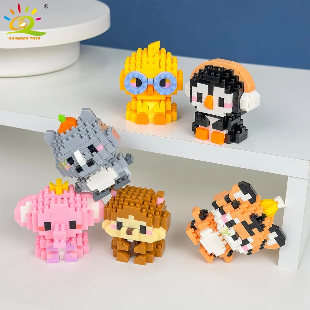 HUIQIBAO Mini Cute Anima Micro Building Blocks 3D Diamond Model LION Bricks DIY City Construction Toys for Children Kids Gift - 5