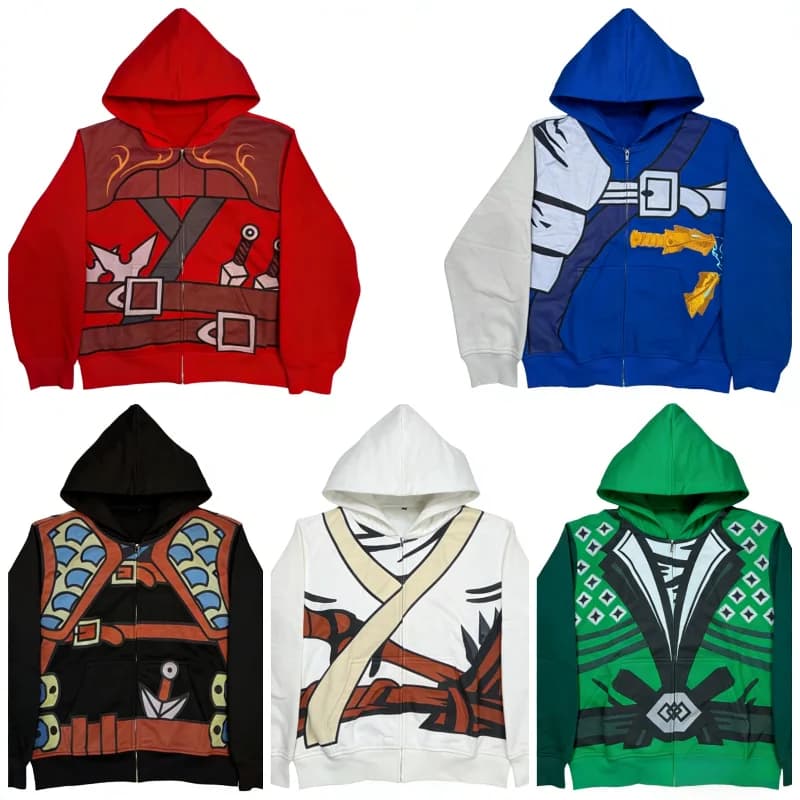 هودي أنيمي بشخصيات مطبوعة، ستايل شارع، 5 ألوان، ملابس يومية عصرية للرجال والنساء