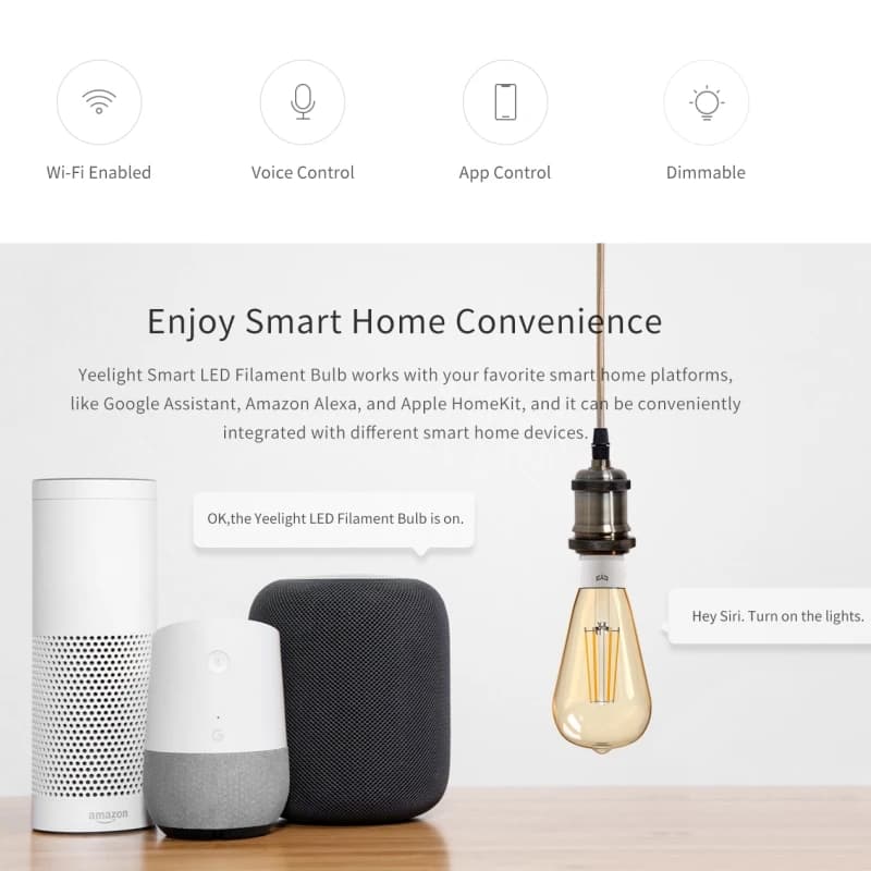 YEELIGHT Smart LED Filament Bulb ST64 WiFi Connected Warm White Voice Control Compatible For Homekit Alexa Google SmartThings - 6