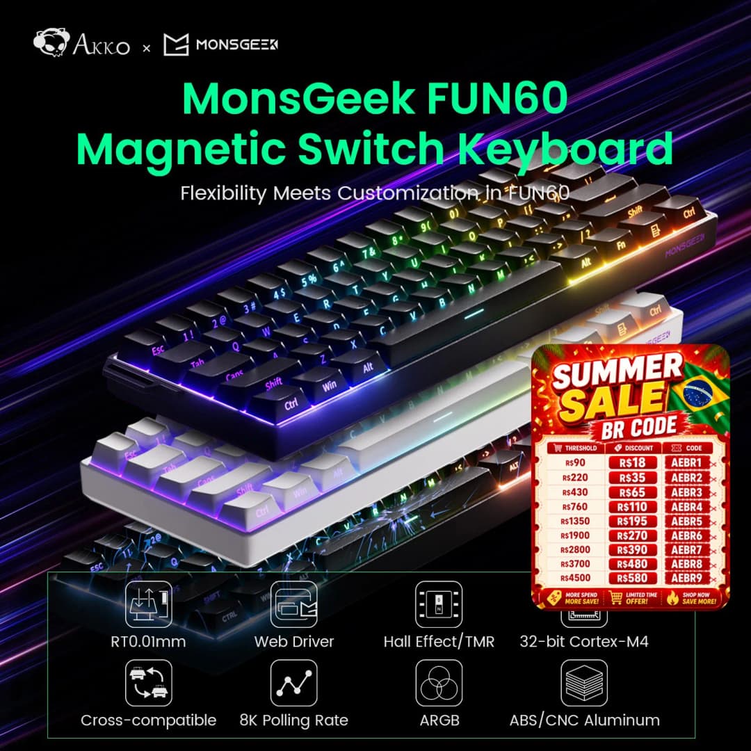 Akko MonsGeek FUN68 FUN60 PRO & MAX HE لوحة المفاتيح المغناطيسية 60% 65% لوحات مفاتيح الألعاب الزناد السريع 8K لوحة المفاتيح المخصصة ألعاب الرياضات الإلكترونية