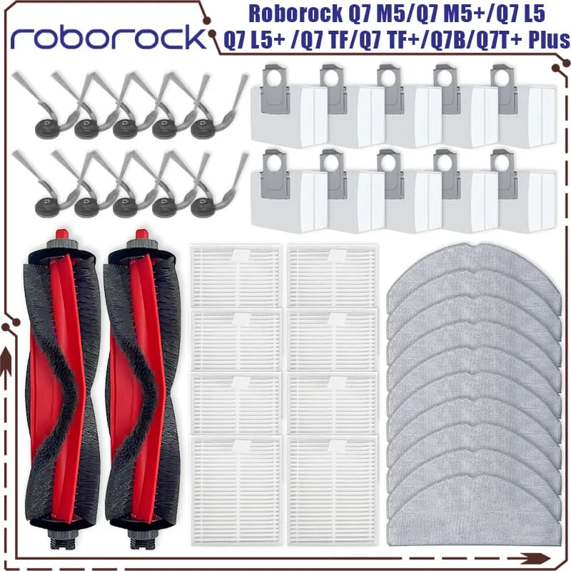 Roborock Q7 M5 / Q7 M5+ / Q7 L5 / Q7 L5+ / Q7 TF / Q7 TF+ / Q7B / Q7T+ Plus Parts Main Brush Filter Mop Cloth Dust Bag