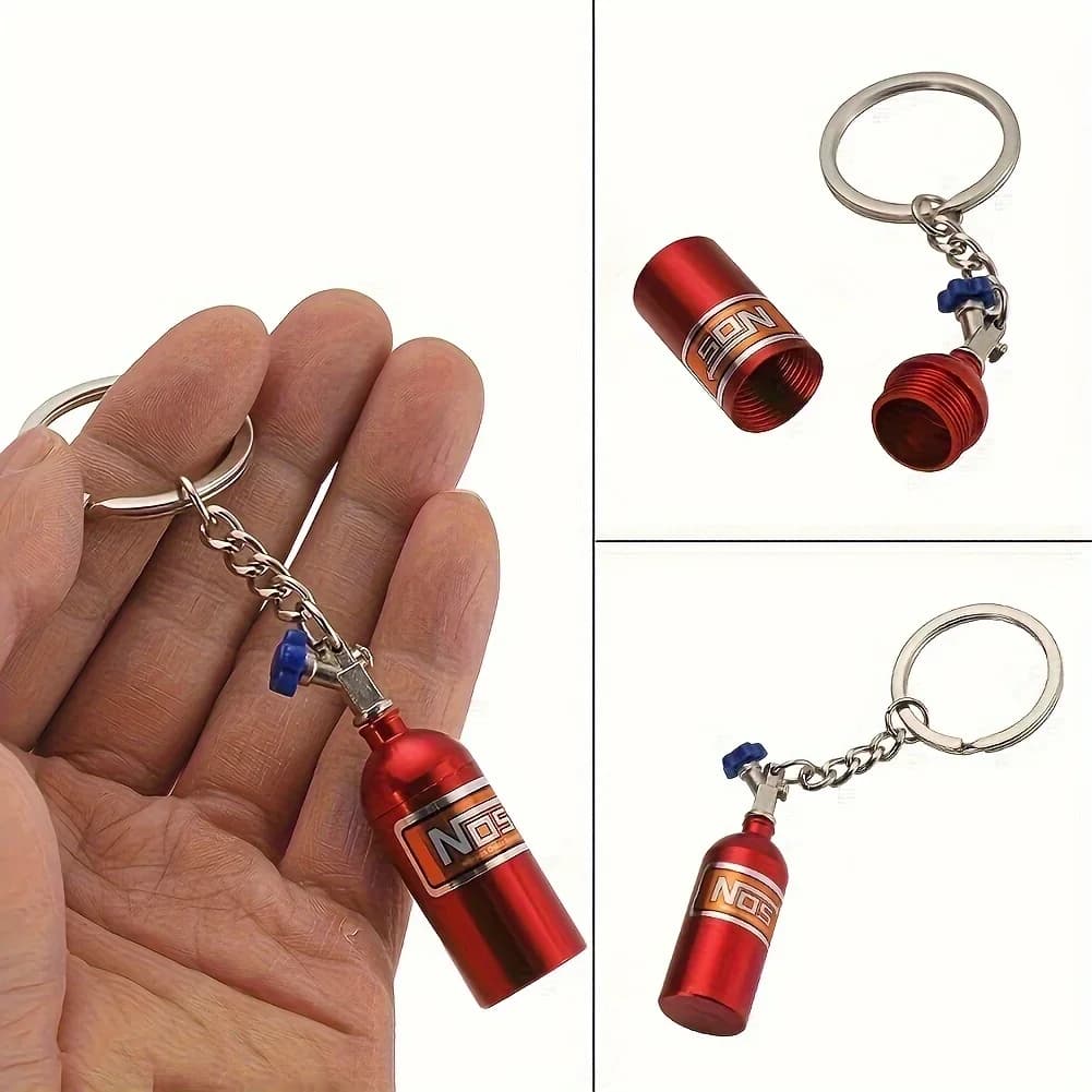 Ajrc 1/10 Simulation Climbing Car Universal Decorative Parts Nos Metal Simulation Nitrogen Bottle With Fixed Chain - 4