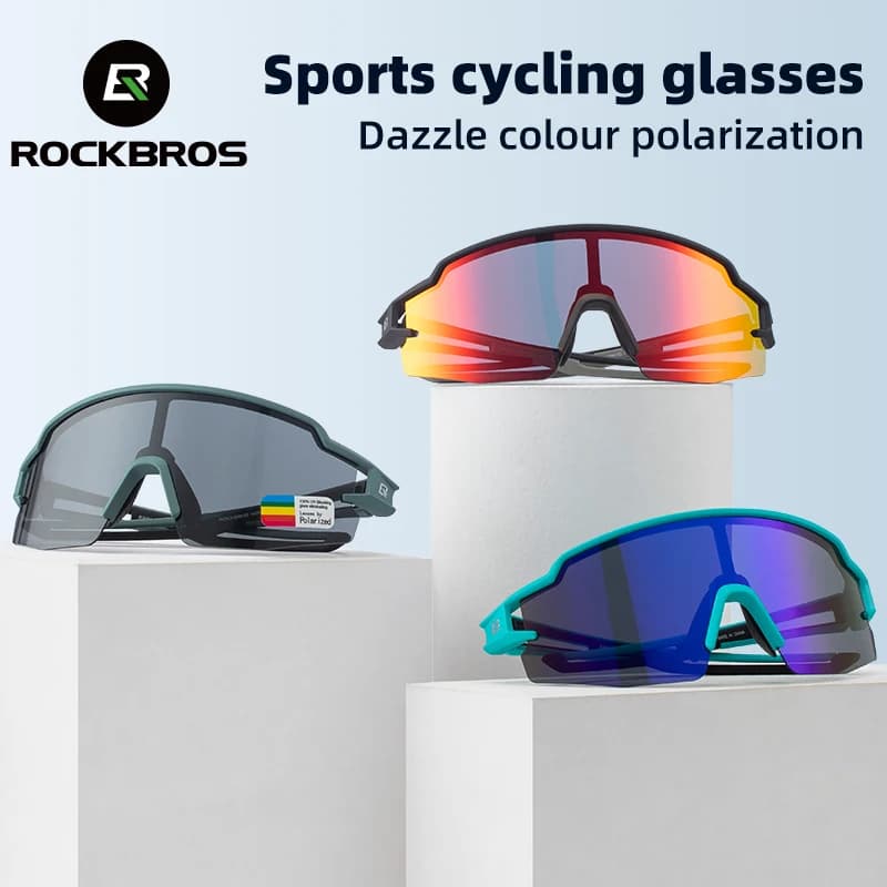 نظارات دراجات من ROCKBROS بإطار لقصر النظر وعدسات مستقطبة، نظارات واقية للدراجات، نظارات شمسية للرياضات الخارجية UV400 - 3