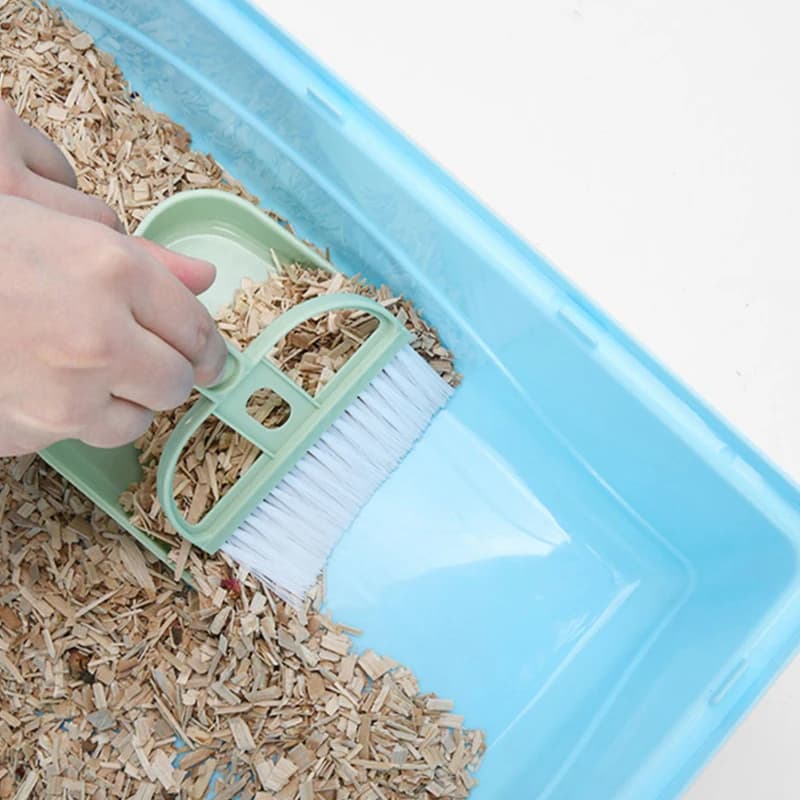 مجموعة مكنسة صغيرة للتنظيف، أدوات تنظيف للهامستر، مجموعة مكنسة ومجرفة لتنظيف قفص الحيوانات الأليفة ومرحاض خنزير غينيا وقصرية الأرانب - 4