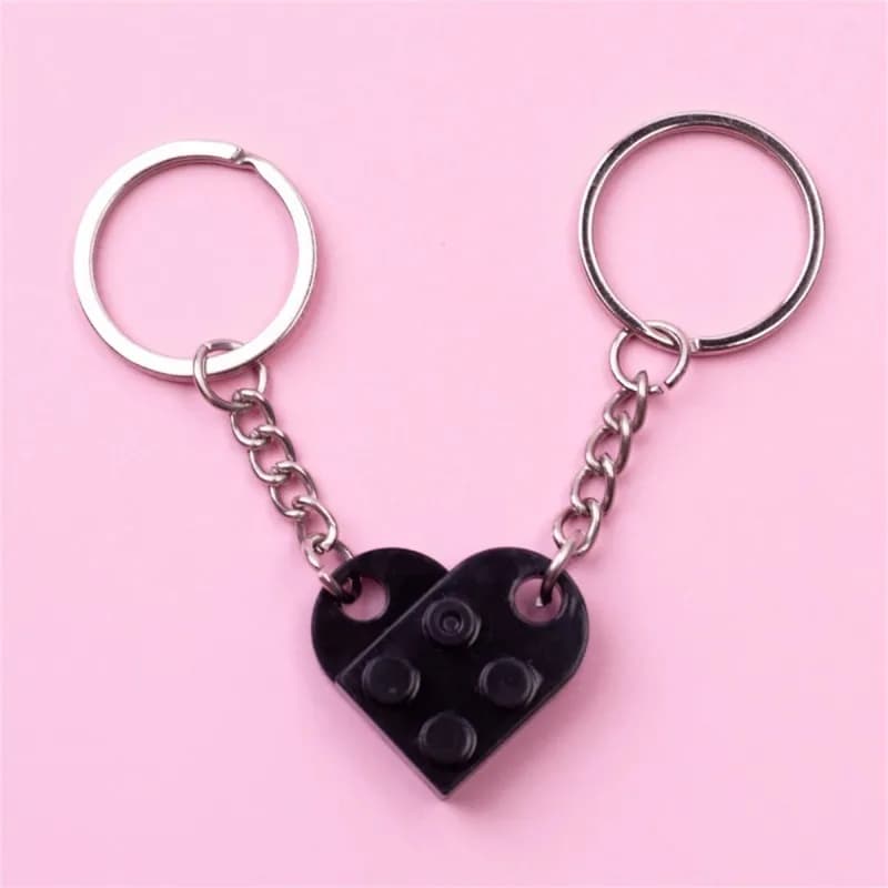 Detachable couple heart-shaped assembled building block heart-shaped keychain - 4