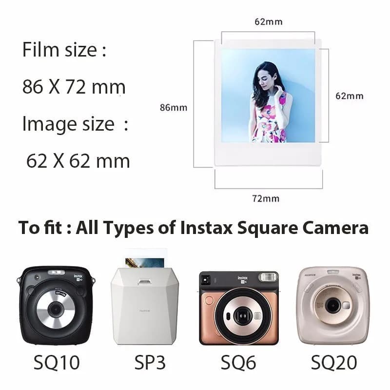 ورق صور Fujifilm Instax SQUARE أبيض/قوس قزح/أسود وأبيض لكاميرا Fuji Instax SQ6 SQ10 SQ20 هايبرد الفورية مشاركة SP-3 - 3