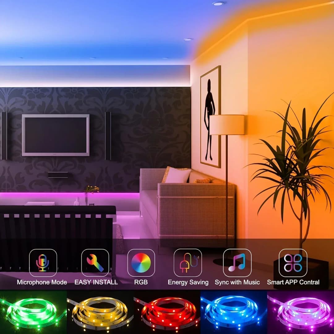 Smart RGB LED Gaming Light Strip USB Christmas Lights Music Sync Flexible Tape APP Remote Control for Gaming Room TV Backlight - 5