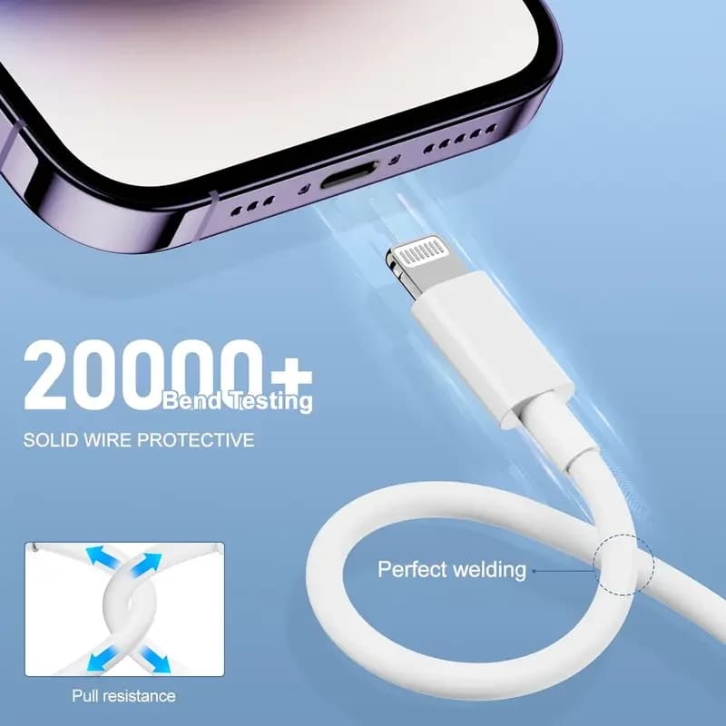 كابل شحن TPE معتمد MFi 1 قطعة 3 قطع USB A إلى Lightning سلك شاحن آيفون متوافق مع iPhone 14 13 12 11 Pro Max - 2
