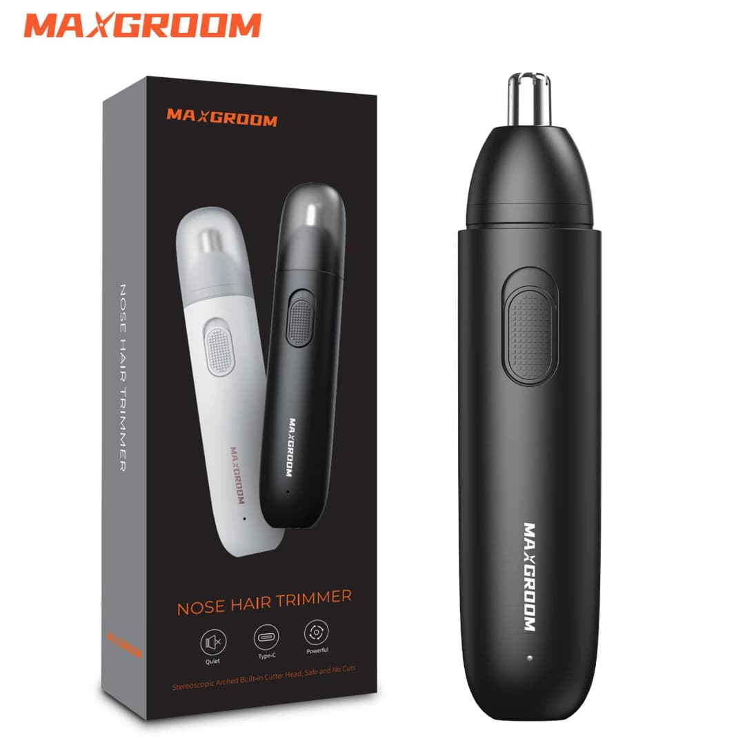 MAXGROOM Nose Hair Trimmer for Men Rechargeable 360 Rotating Dual-Blade Electric Shaver Eyebrows Nose Hair Trimmer Painless Safe