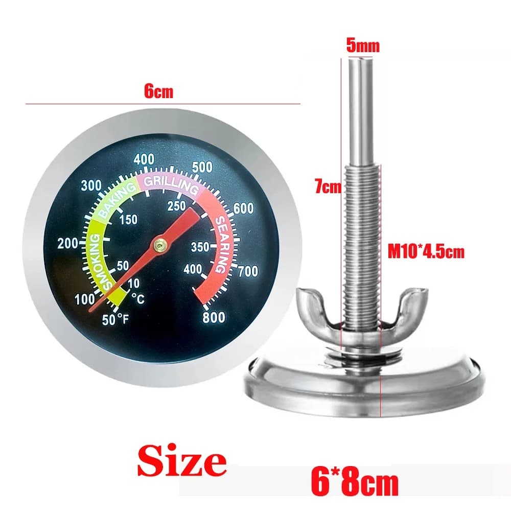 60 مللي متر الفولاذ المقاوم للصدأ البيتزا ميزان حرارة فرن الخبز الغذاء اللحوم 10-400 درجة مئوية شواء موقد الشواء الحرارية - 3