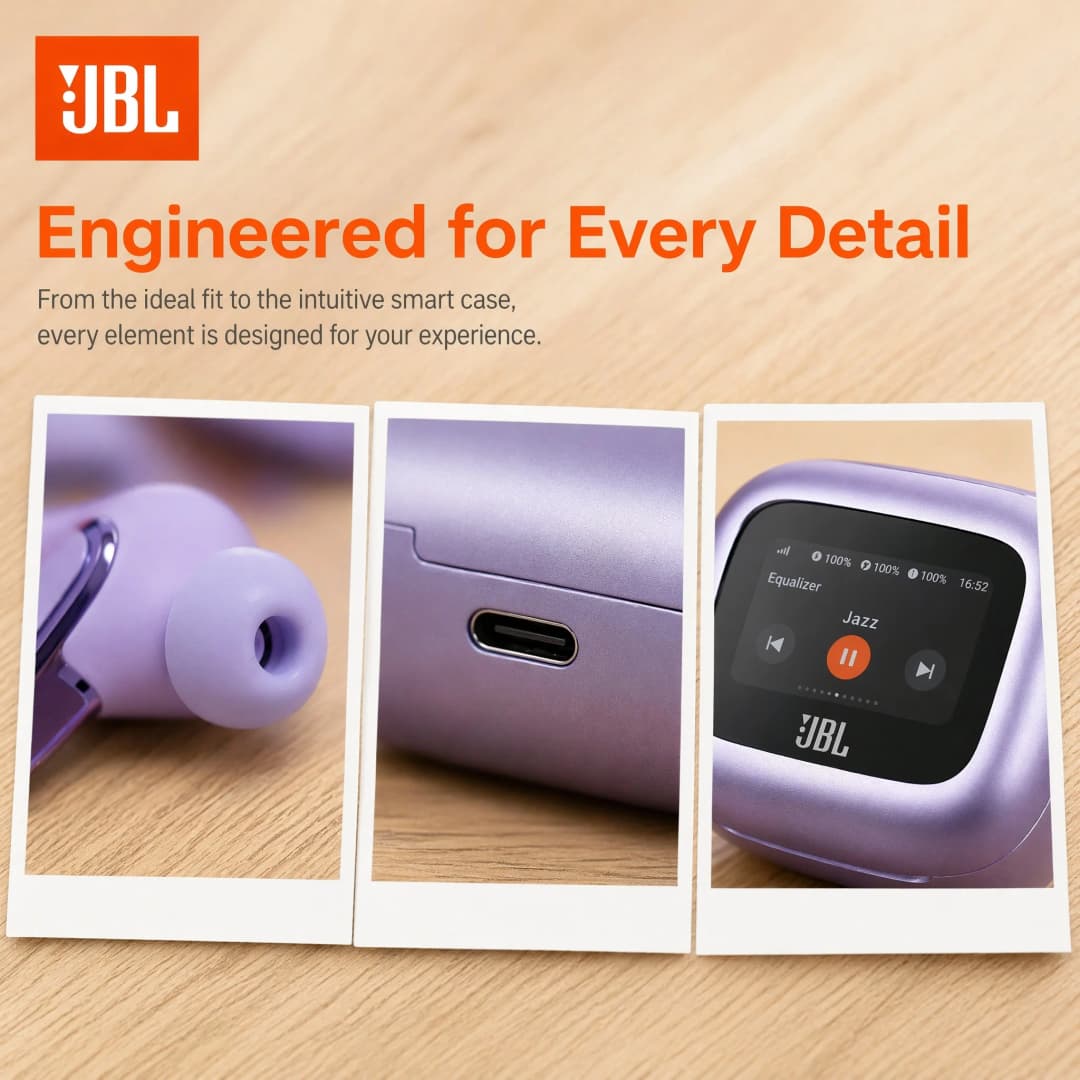 JBL Live Beam 3 Wireless Bluetooth Earphones Noise Cancelling Music Sport Video Earbuds True Wireless Earphones with Mic - 5
