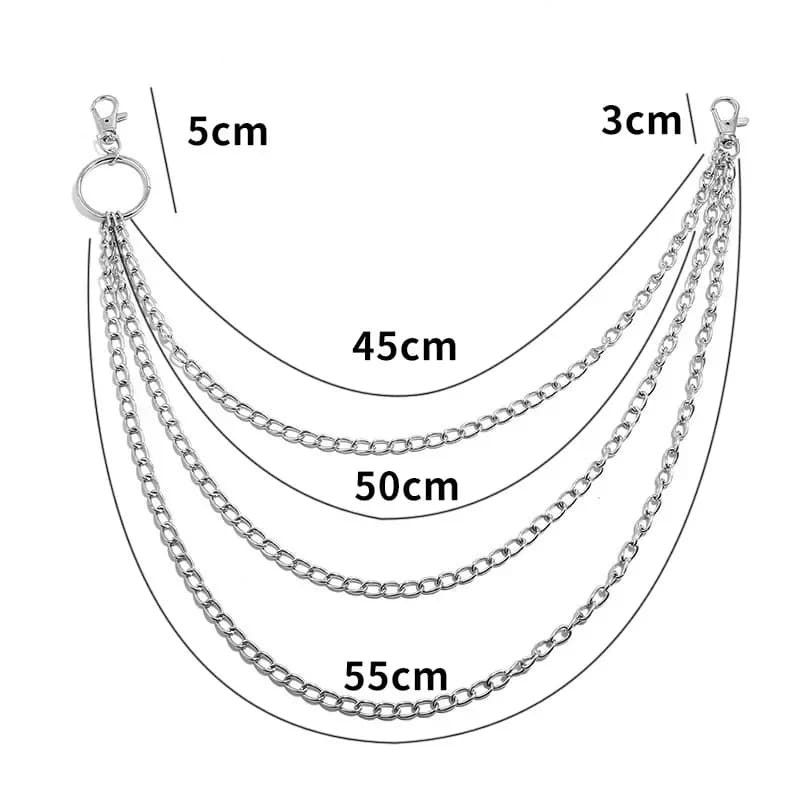 1/2/3 Layer Metal Belt Chain Punk Hook Metal Waist Wallet Kechains Jewelry HipHop Fashion for Men Women  Jewelry Accessories New - 4