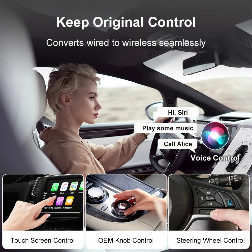 LEXXSON Wireless CarPlay Android Auto 2IN1 Wireless Adapter Smart Mini Box Plug And Play WiFi Fast Connect Universal Car Dongle - 5