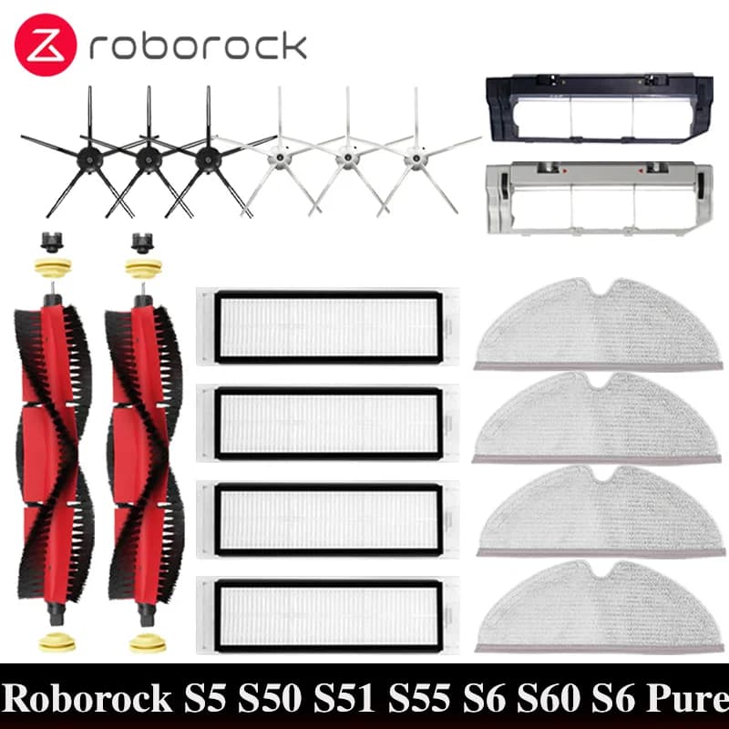 Roborock S5 S50 S51 S55 S6 S60 S6 Pure Vacuum Cleaner Accessories HEPA Filter Mop Cloth Side Main Brush Spare Parts