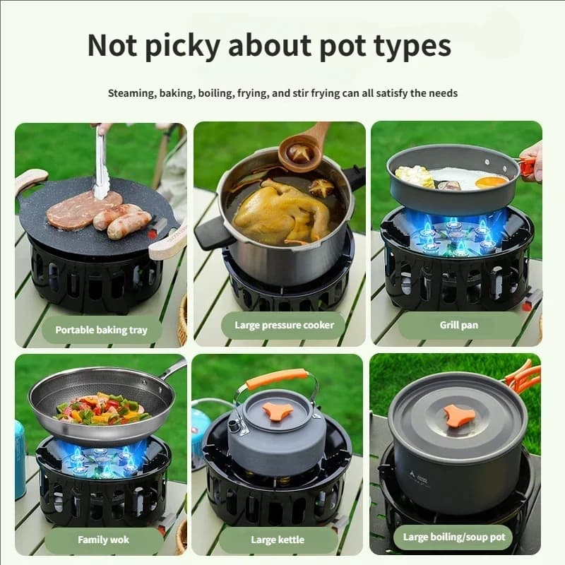 19800W High-Power Strong Fire 7-Core Camping Stove Portable Gas Burner Windproof Electronic Ignition Camping Equipment - 5