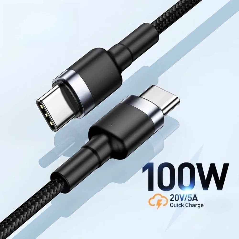 Baseus USB نوع C إلى USB C كابل آيفون 17 16 100 واط/5A PD شحن سريع شاحن الحبل لماك بوك Xiaomi سامسونج نوع C كابل
