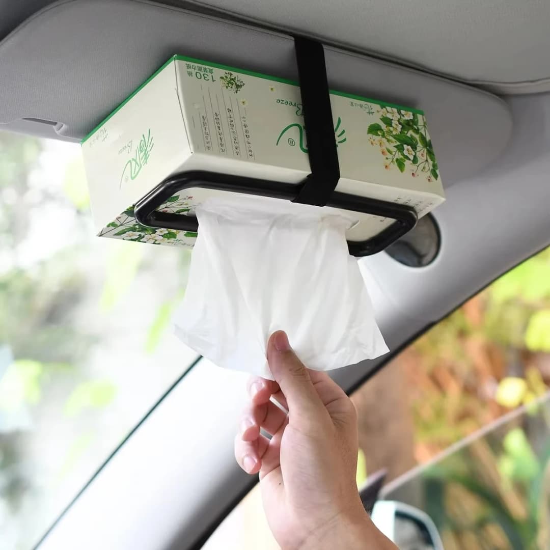 Car Tissue Rack Clip For Car Universal Sun Visor Napkin Box Seat Back Tissue Holder Auto Interior Elastic Hanging Paper Cover - 6