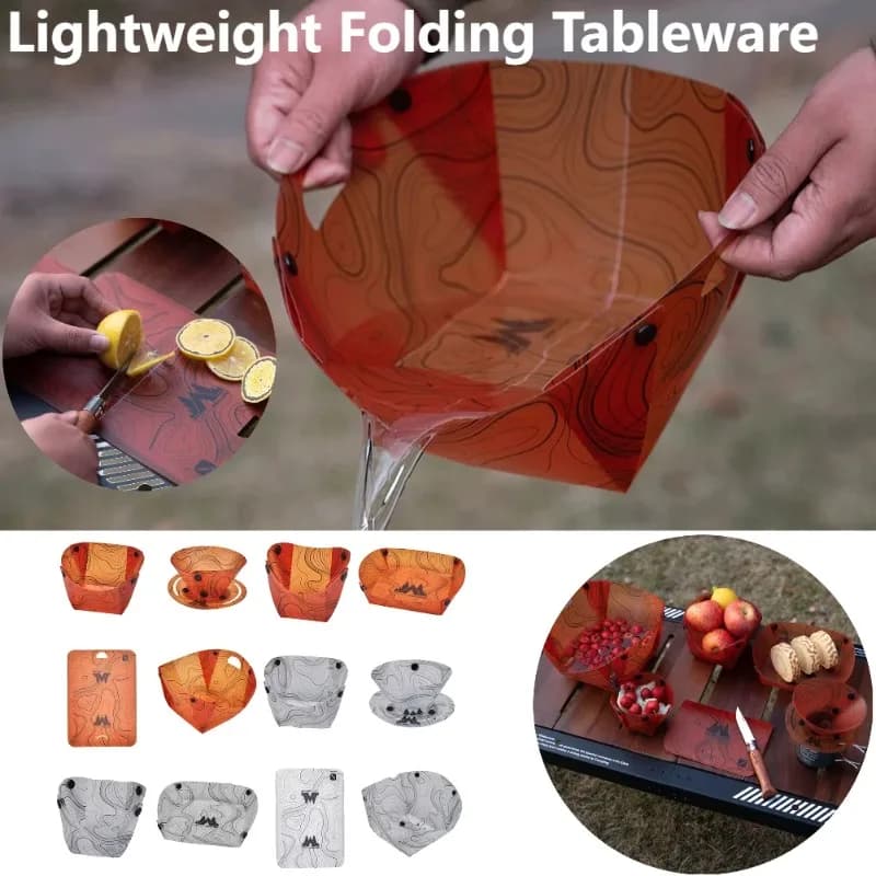 Foldable Camping Tableware Portable Bowl Dinner Plate Coffee Filter Heat-resistant Bowl Plate Set Camp Cooking Supplies