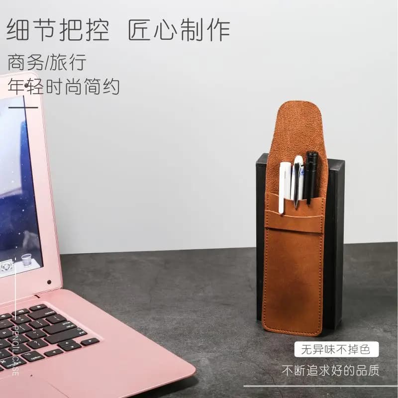حافظة أقلام جلدية عتيقة ، جيب قلم الحقيبة ، حقيبة منظم قرطاسية صغيرة للطلاب ، المكتب ، النساء ، الرجال ، الأعمال ، السفر - 3