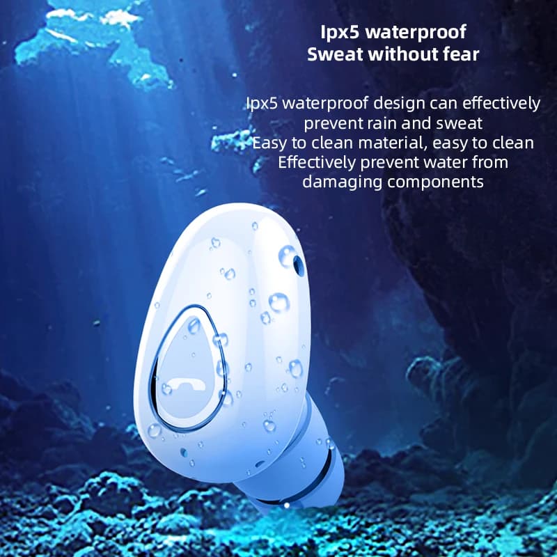 سماعات أذن صغيرة غير مرئية مزودة بتقنية البلوتوث 5.0 سماعات رأس لاسلكية بدون استخدام اليدين سماعات أذن رياضية داخل الأذن HiFi سماعة ألعاب موسيقى مع ميكروفون - 4