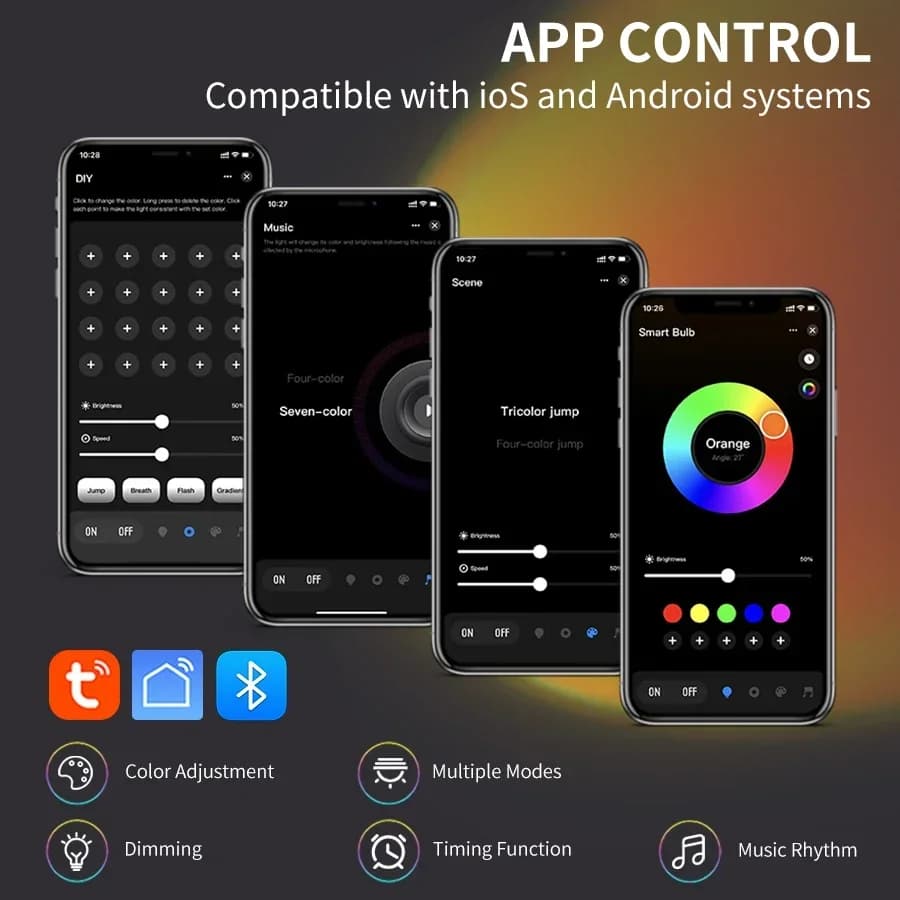 مصباح غروب الشمس الذكي من Tuya إضاءة ليلية جهاز عرض غروب الشمس تطبيق Smart Life إضاءة LED عن بعد للتصوير السيلفي ديكور حفلات - 4