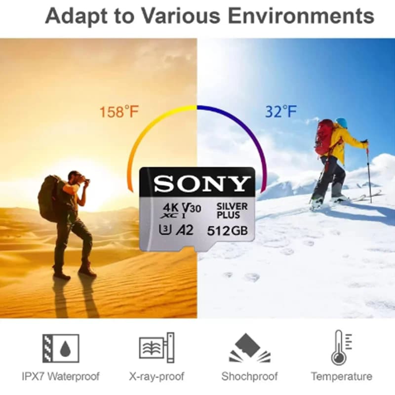 بطاقة ذاكرة Sony Extreme Micro SD، سرعة عالية U3 V30، ذاكرة فلاش 4K HD، 512 جيجابايت، 128 جيجابايت، 256 جيجابايت، 1 تيرابايت، لتخزين الملفات والهاتف والكمبيوتر - 6