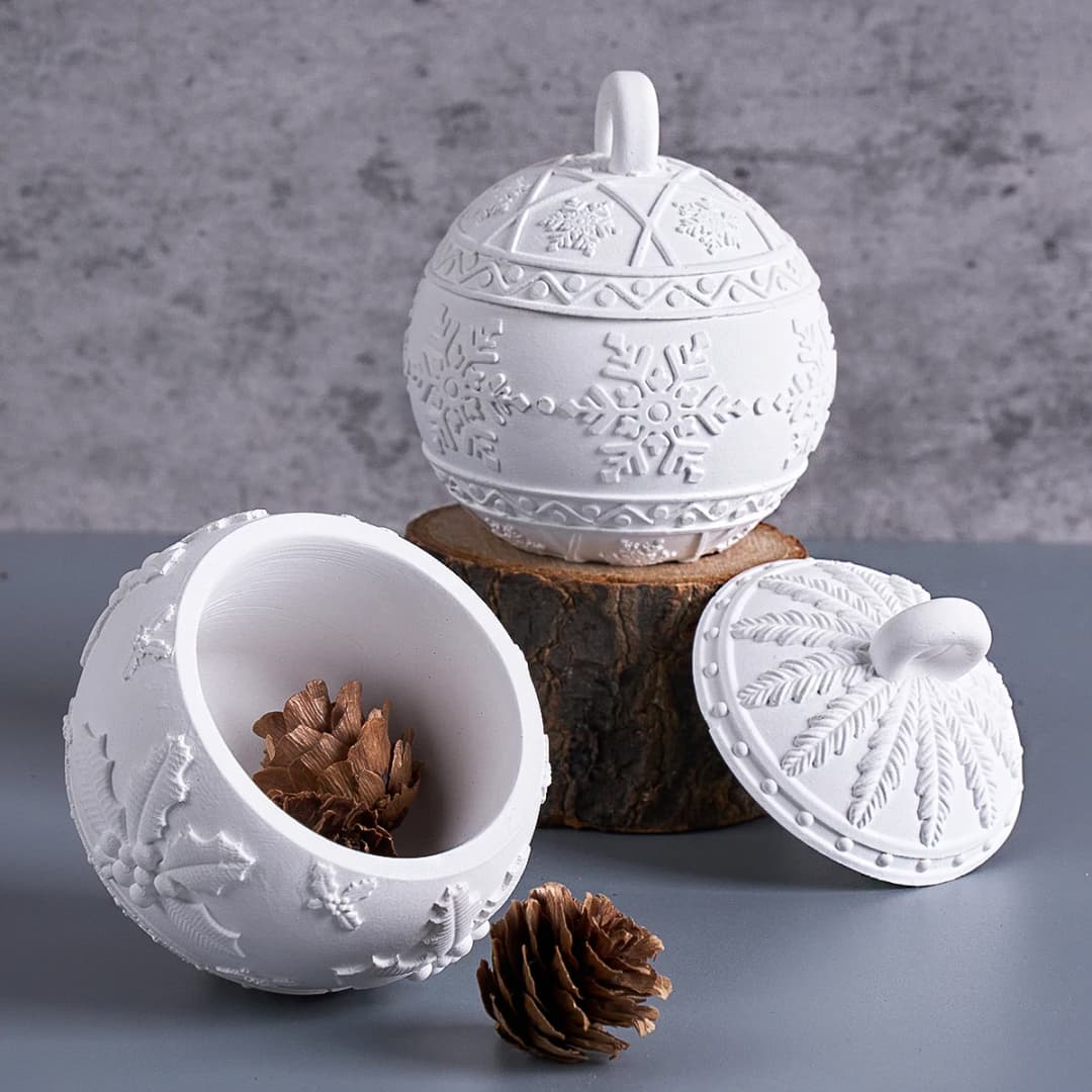 عيد الميلاد كرة مستديرة شمعة جرة قالب من السيليكون لتقوم بها بنفسك الإغاثة الثلوج التوت صندوق تخزين عدة قوالب الجص الراتنج الحرفية صنع ديكور عيد الميلاد - 6