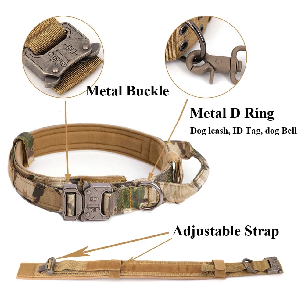 Large Dog Collar Military Dog Harness Leash Molle Pouches Pet Training Vest Tactical German Shepherd Harnesses Dogs Accessories - 3