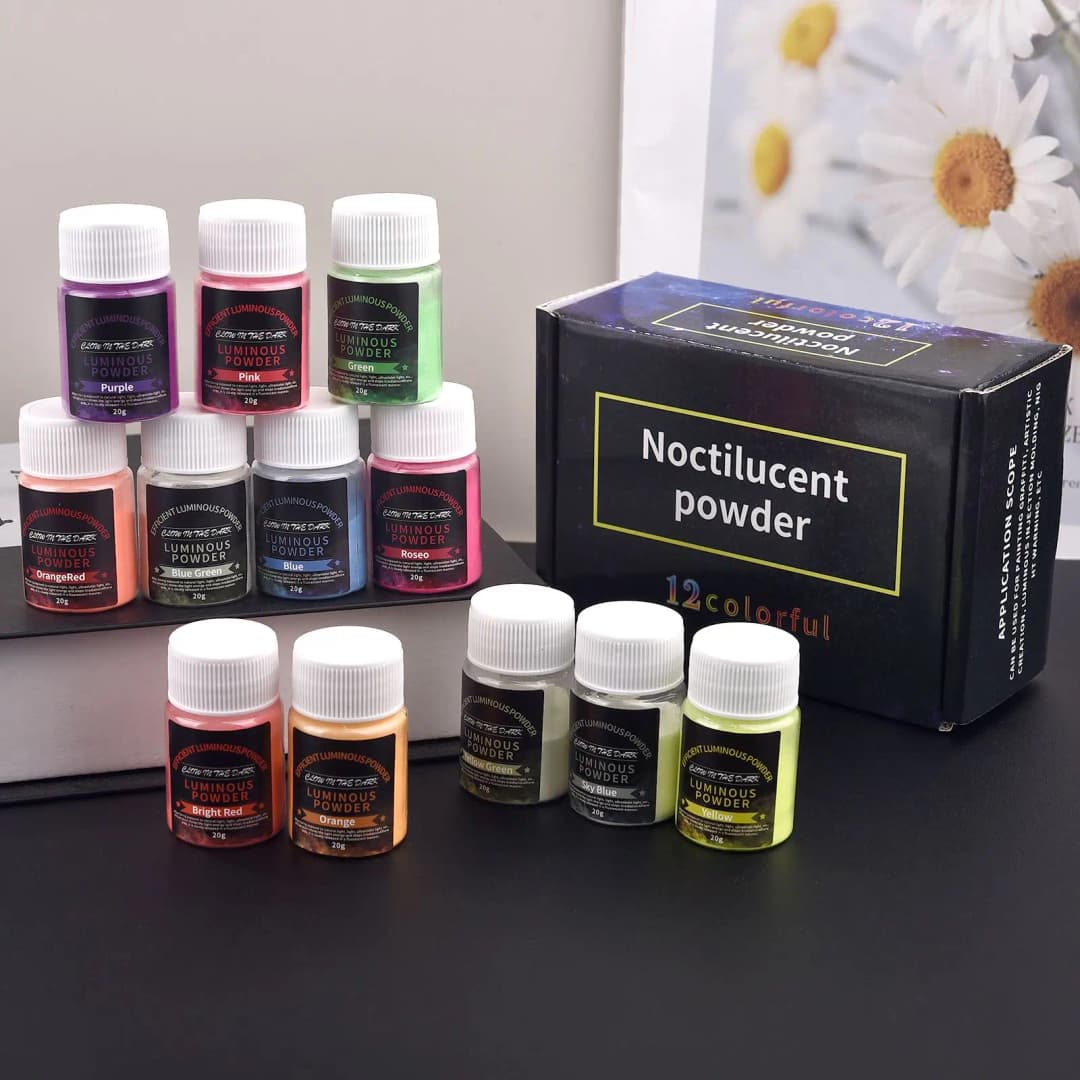 20 جرام طويلة الأمد مشرق مضيئة مسحوق الطلاء راتنجات الايبوكسي الصباغ توهج في الظلام مسحوق الفلورسنت DIY بها بنفسك صنع المجوهرات حشو - 3