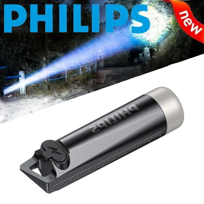 PHILIPS 2025 جديد SFL1121 مصباح يدوي EDC صغير قابل لإعادة الشحن مع سلسلة مفاتيح للإضاءة أثناء التخييم والمشي والدفاع عن النفس - 2