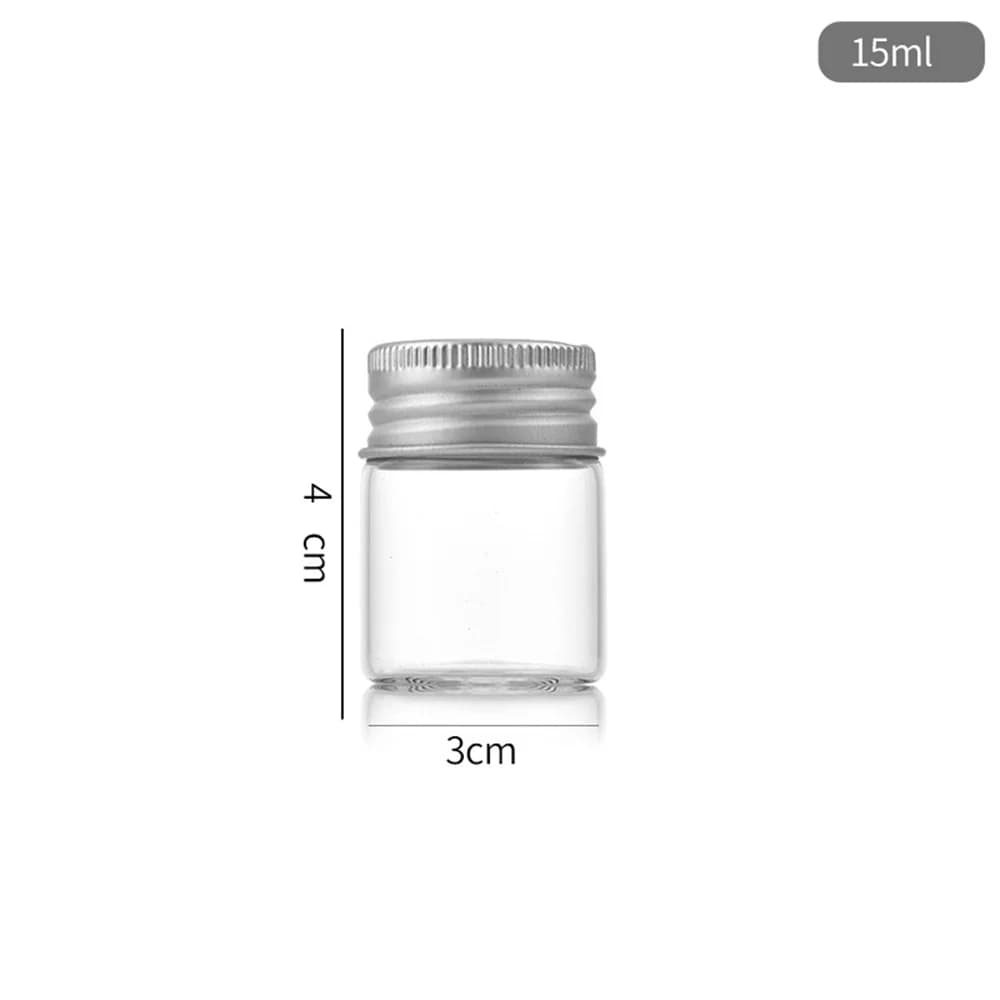 15/25/60/80/100ml Mini Glass Bottles Screw Top Aluminum Lids Sealed Packaging Bottle Sample Capsule Tube Jars Transparent Bottle - 3
