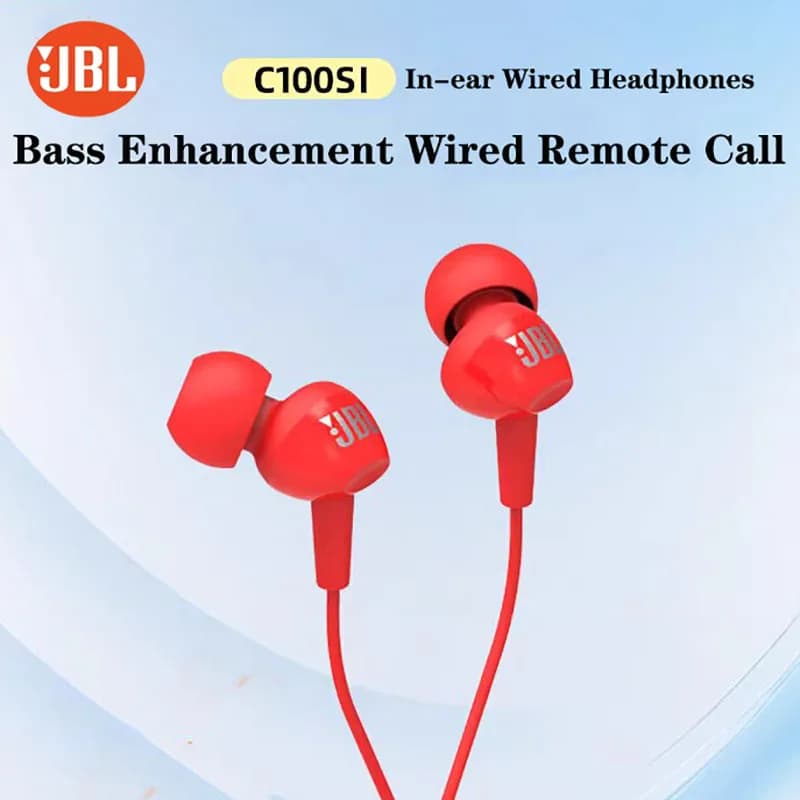 JBL C100SI Official Authentic Wired In Ear Headphones Remote Control 3.5mm Jack 3 Types of Silicone Ear Caps for Phone Macbook - 3