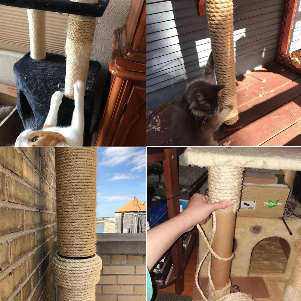 Twisted Jute Rope DIY Cat Scratcher Replacement Cat Tree Climbing Frame Binding Rope Durable Cat Scratching Toy Pet Supplies - 3