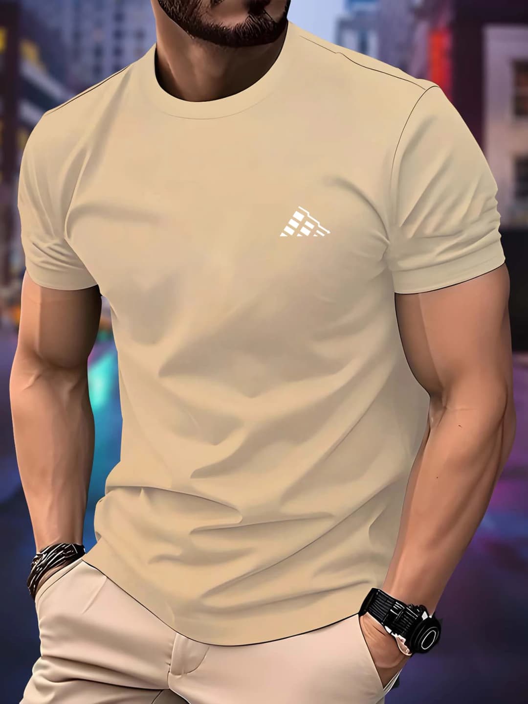 تي شيرت رجالي جديد للجري ربيع/صيف قميص رقيق موضة طباعة منحنية تجفيف سريع كم قصير متنفس تي شيرت رياضي للياقة البدنية - 5