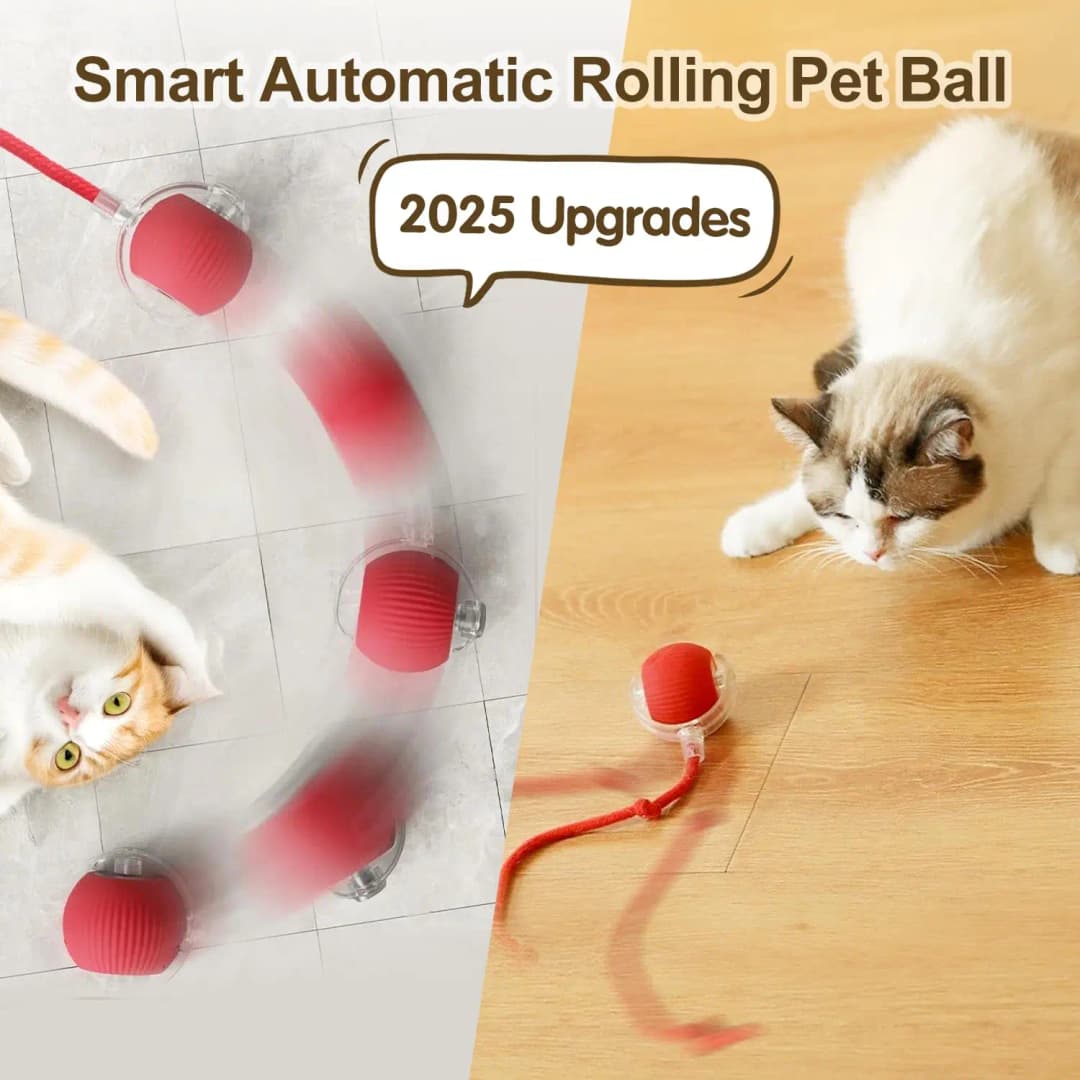 This interactive spherical toy for cats features an automatically rotating tail ball design and isarechargeable electric pet toy - 3